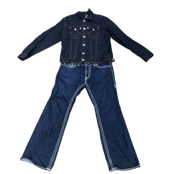 Vintage True Religion Jeans and Jacket Set BILLY SUPER T Blue - Picture 7 of 13